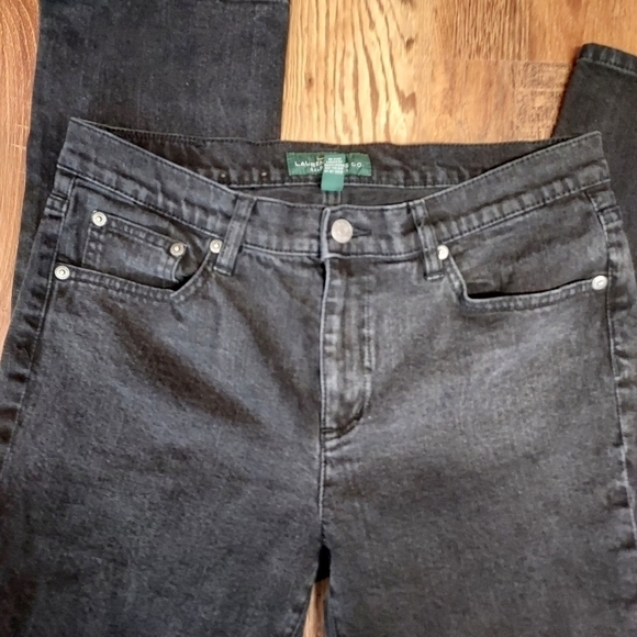 LRL Lauren Jeans Co green label high waist jeans size 12 black straight leg - Picture 8 of 12